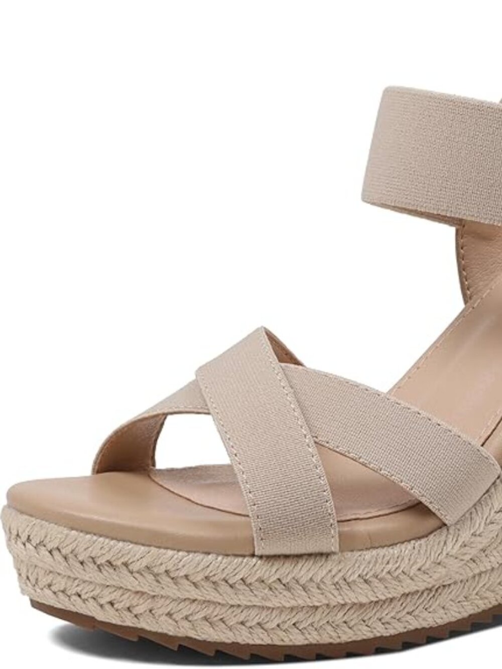 Women's Open Toe Espadrilles Wedge Sandal Slip On Elastic Ankle Strap Platform S